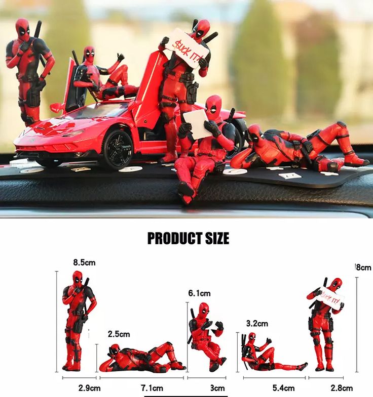 Deadpool Action Figure Miniature Toy Set PVC Collectible for Car Dashboard, Home Decor, Desk & Gifting Toy Figures